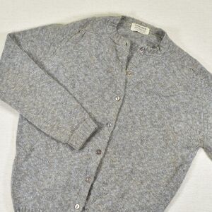 Lochcarron 100% Shetland Wool Cardigan Sweater Womens L Gray Button Up Scotland
